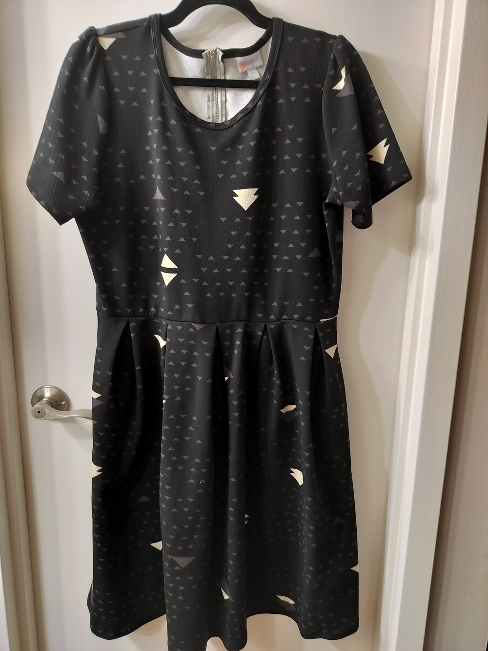 LuLaRoe Black Dress with Cream Geometric Accents